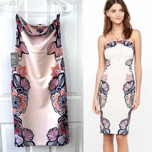 Express NWT Strapless Retro Tropical Pink Mini Dress Size 4